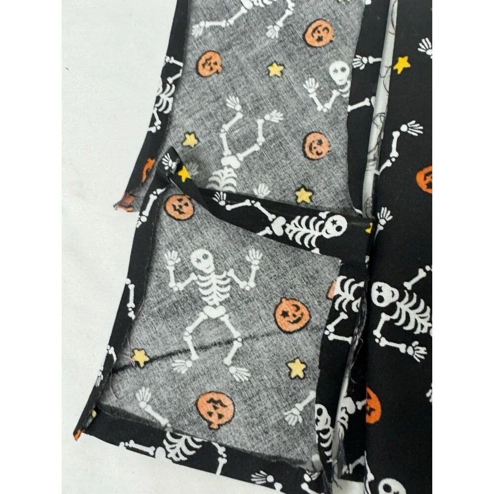Halloween Cotton Fabric Pieces- Dancing Skeletons & Pumpkins on Black